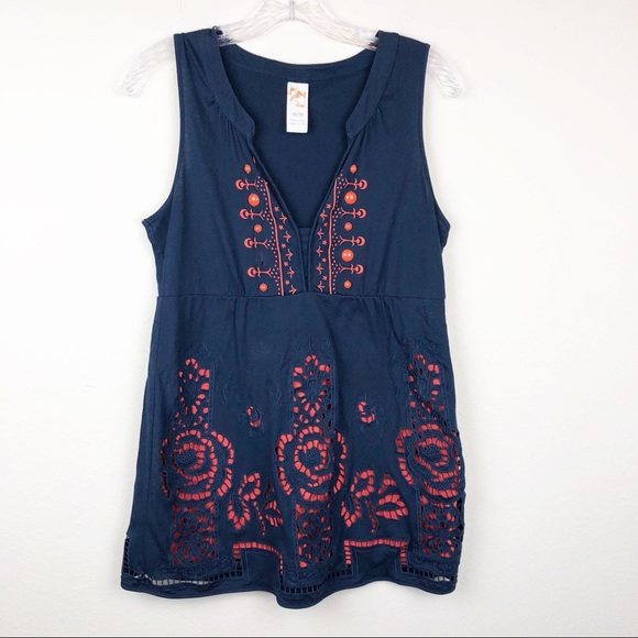 Anthropologie Tops - Anthropologie Boho Navy Blue Tunic Top